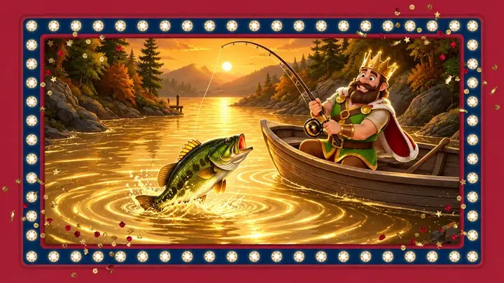 Ilustración inspirada en Big Bass Secrets of the Golden Lake